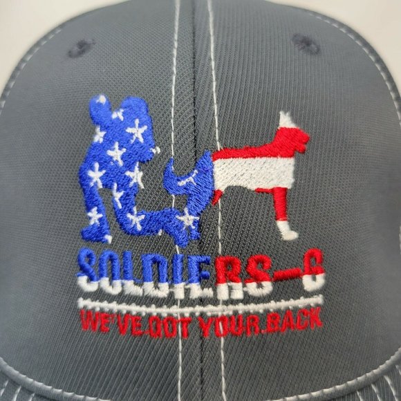 Soldiers-G We've Got Your Back Flexfit Fitted Hat Cap American Flag Gray White - Picture 2 of 8